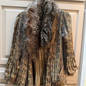 Elegant Faux Fur Trimmed Shacket
